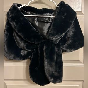 Black faux fur shawl